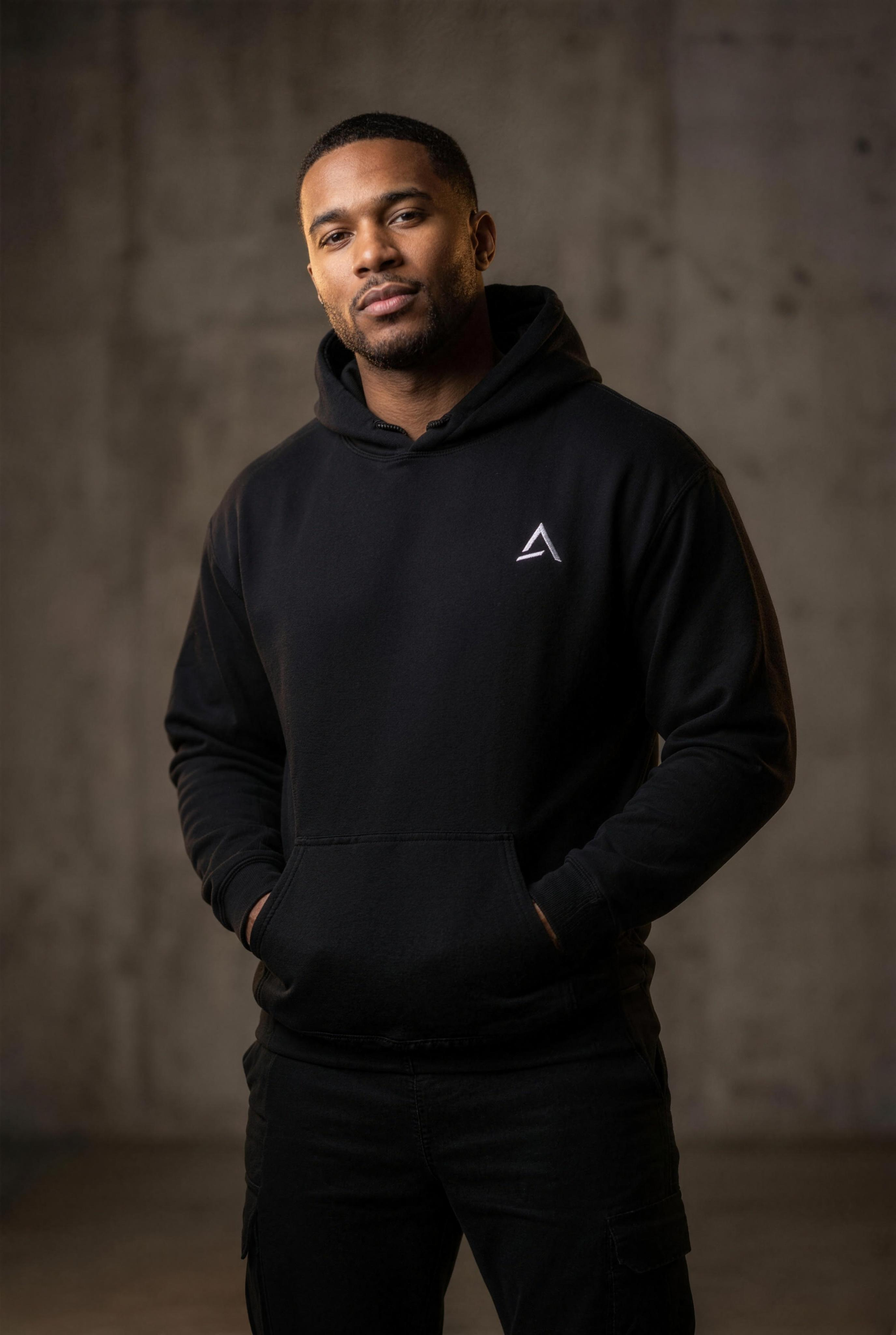 Model wearing the Self Made Club Standard Issue Hoodie