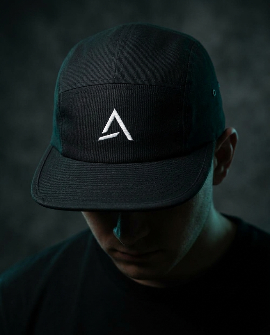 Male model wearing the Self Made Club 5-Panel Camp Cap