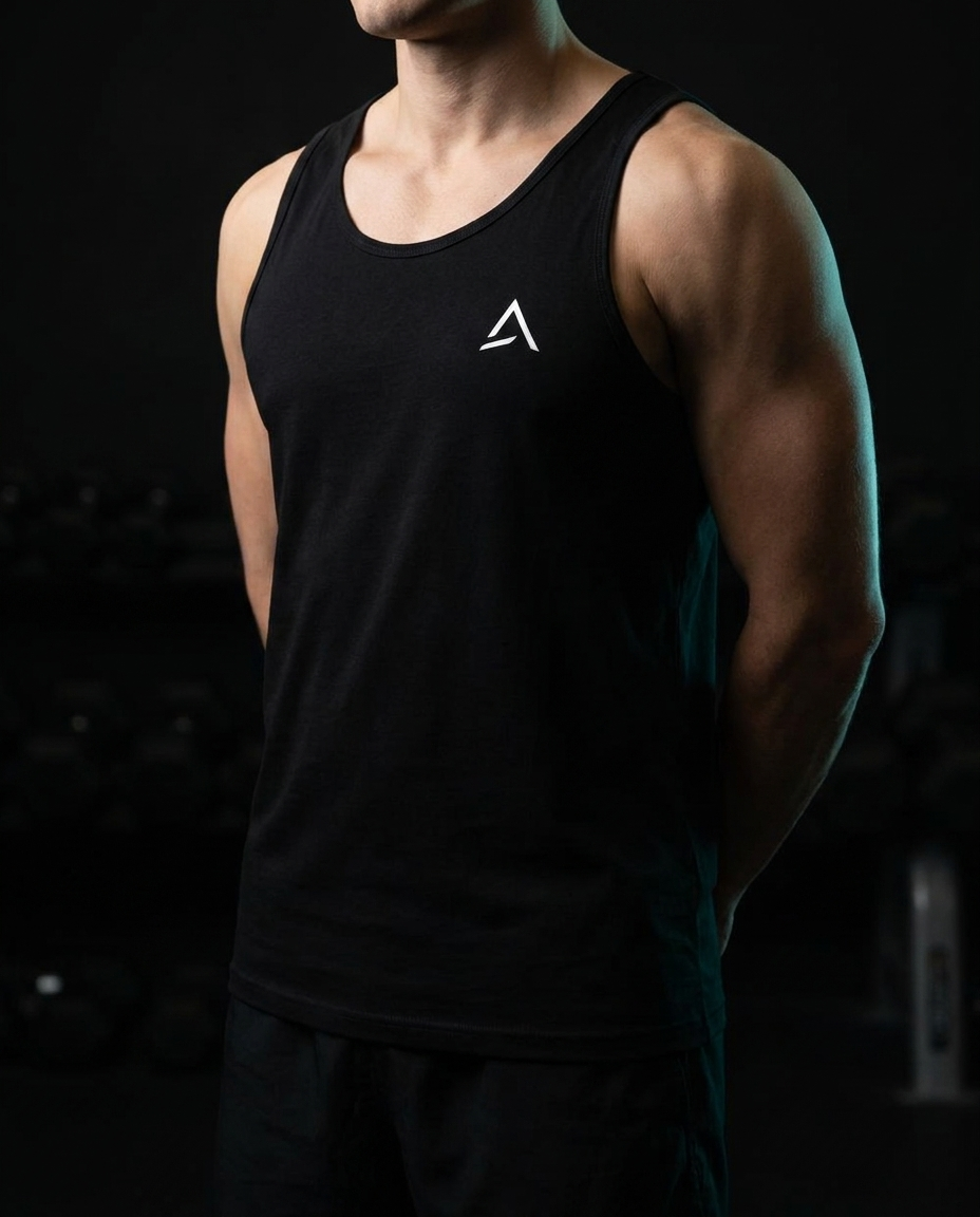 Male model wearing the Self Made Club Standard Issue Tank — Men's