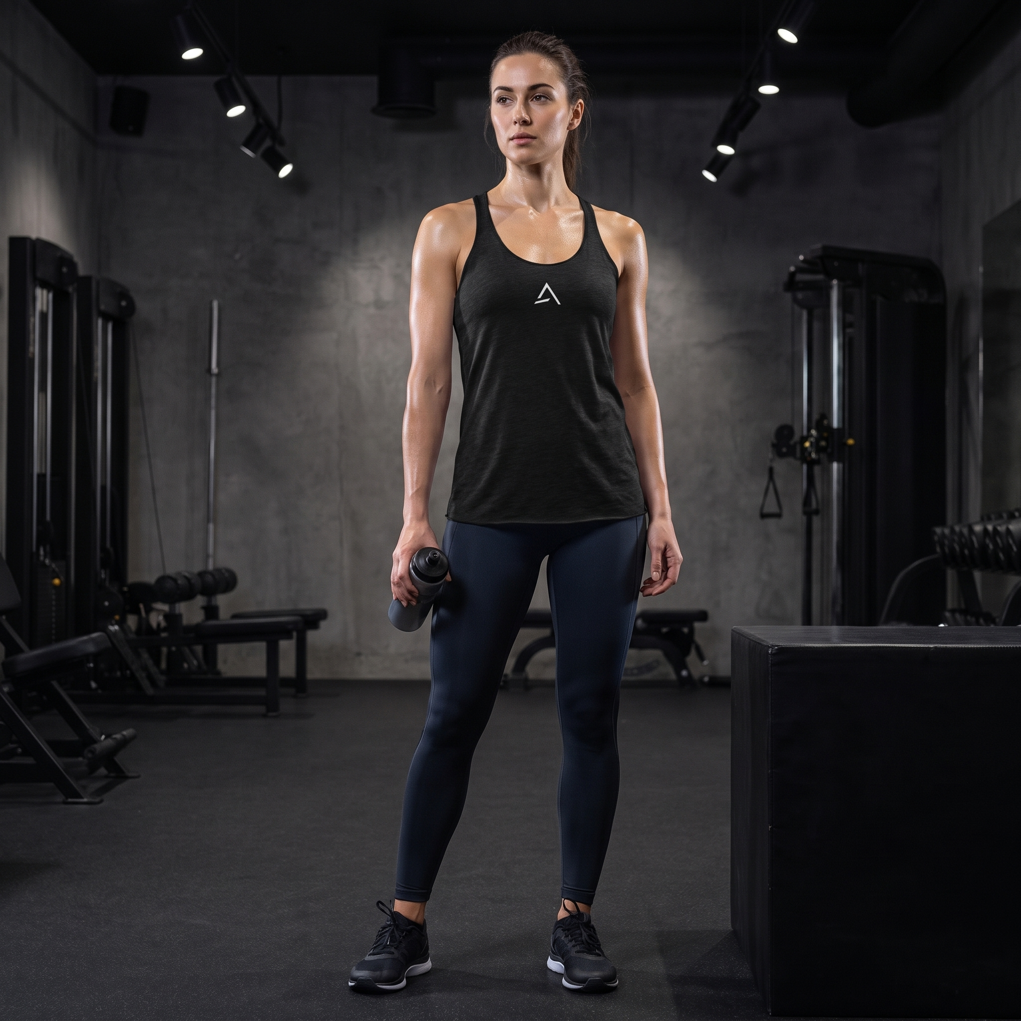 Female model wearing the Self Made Club Women's Racerback Tank