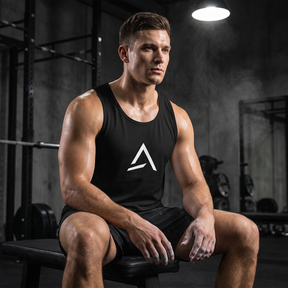 Male model wearing the Self Made Club Men's Premium Tank Top