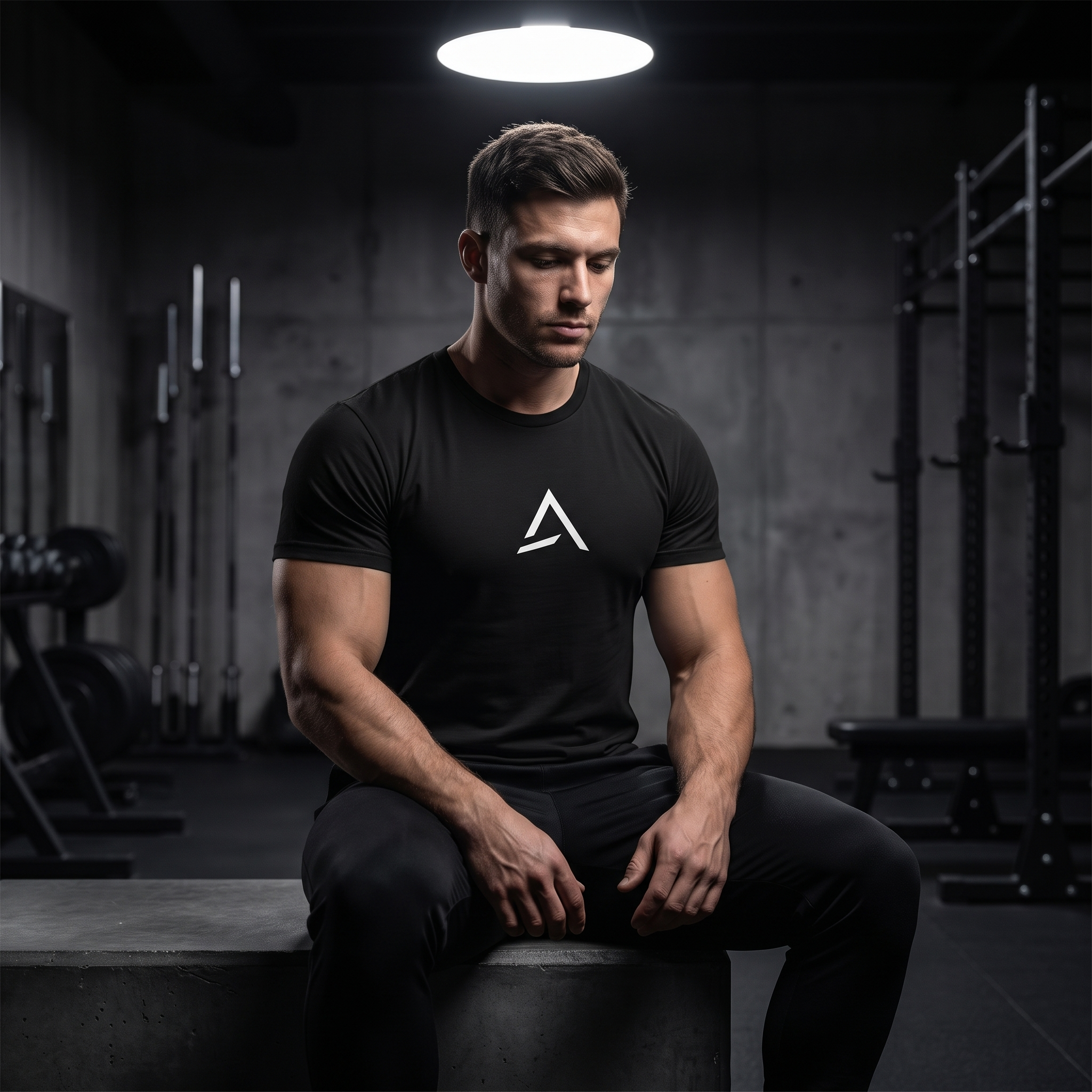 Male model wearing the black Self Made Club Short Sleeve T-Shirt