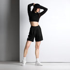 Self Made Club Mesh Performance Shorts — front view with mark down the leg