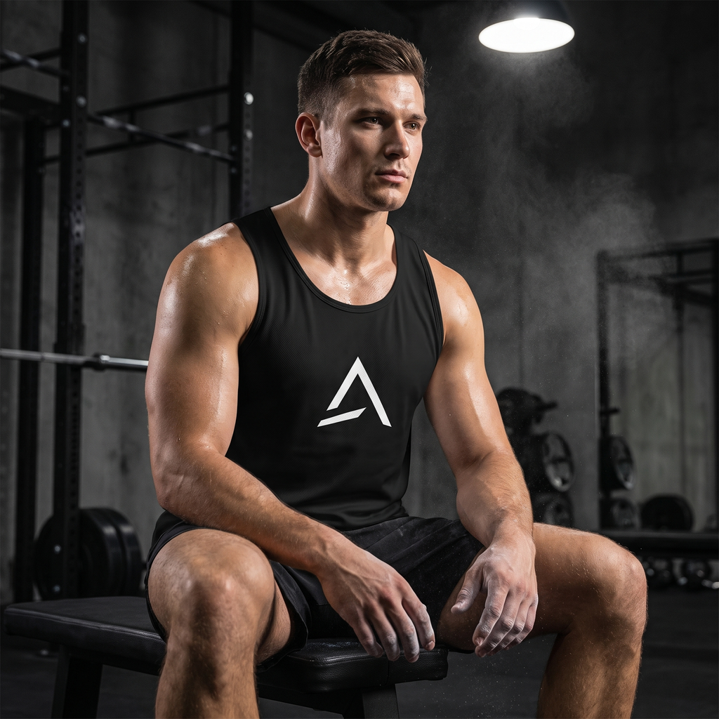 Male model wearing the Self Made Club Men's Premium Tank Top