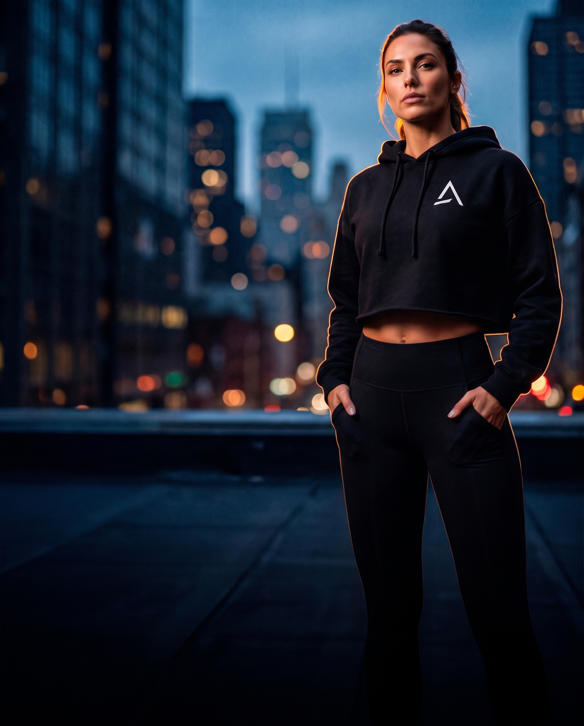 Model wearing the Self Made Club Crop Hoodie — Women's feature banner (mobile)