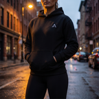 Female model wearing the Self Made Club Standard Issue Hoodie