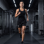 Female model wearing the Self Made Club Mesh Performance Shorts