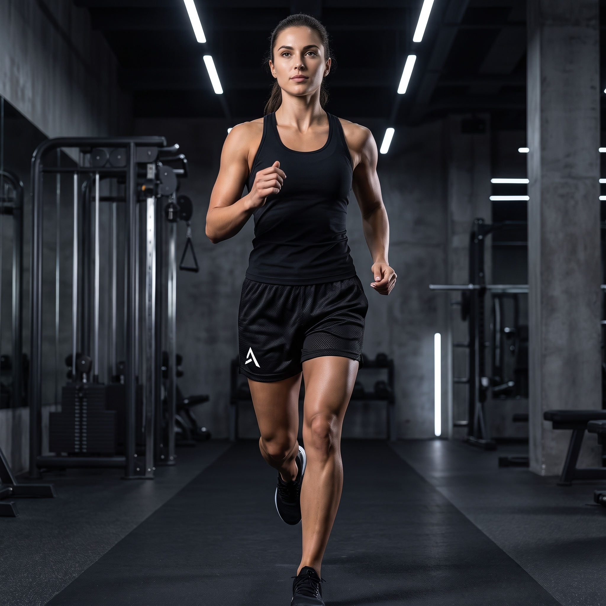 Female model wearing the Self Made Club Mesh Performance Shorts