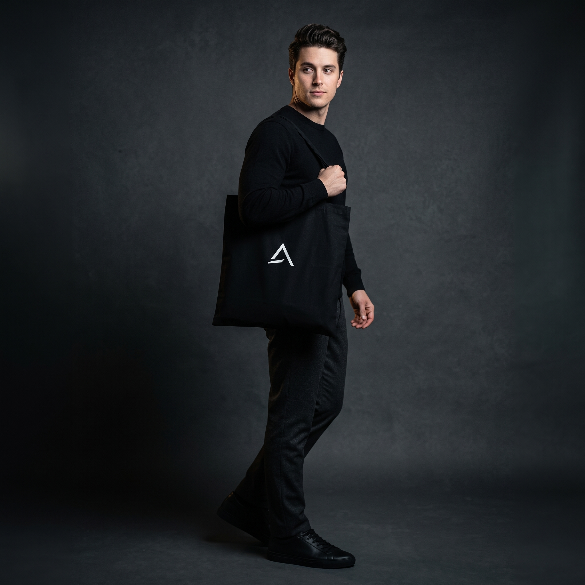 Male model carrying the Self Made Club Everyday Tote