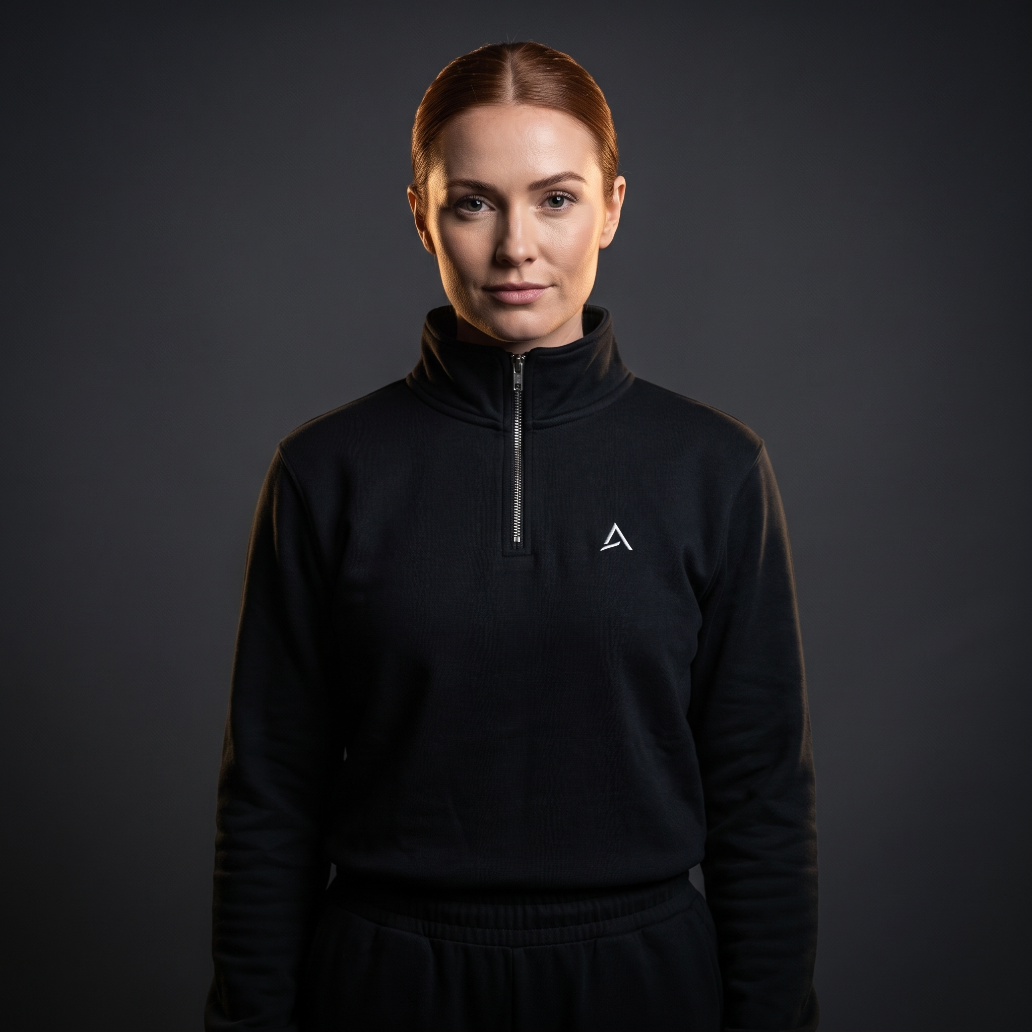 Female model wearing the Self Made Club Quarter-Zip Pullover