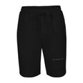 Self Made Club Men's Fleece Shorts in black — front view with wordmark at leg