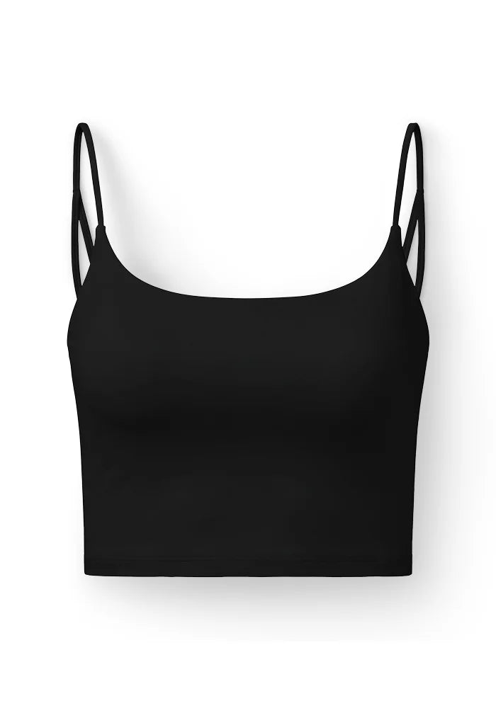 Self Made Club Form Bra in black, manufacturer front view showing the neckline, straps and hem.