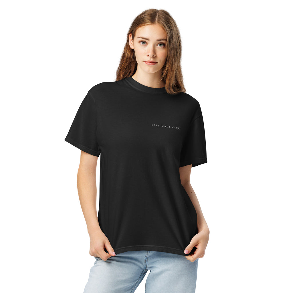 Self Made Club Garment-Dyed Heavyweight Tee in black — front detail