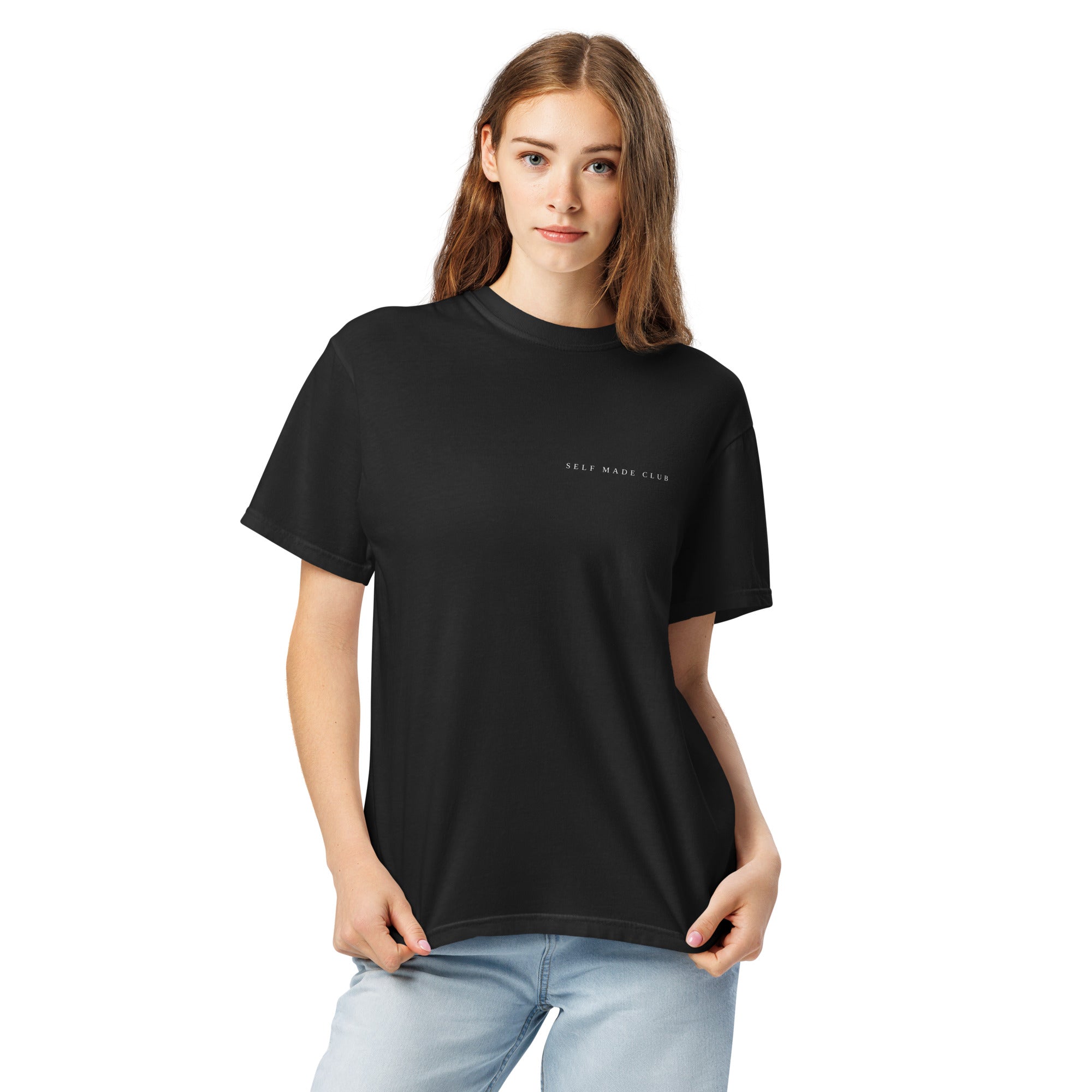 Self Made Club Garment-Dyed Heavyweight Tee in black — front detail