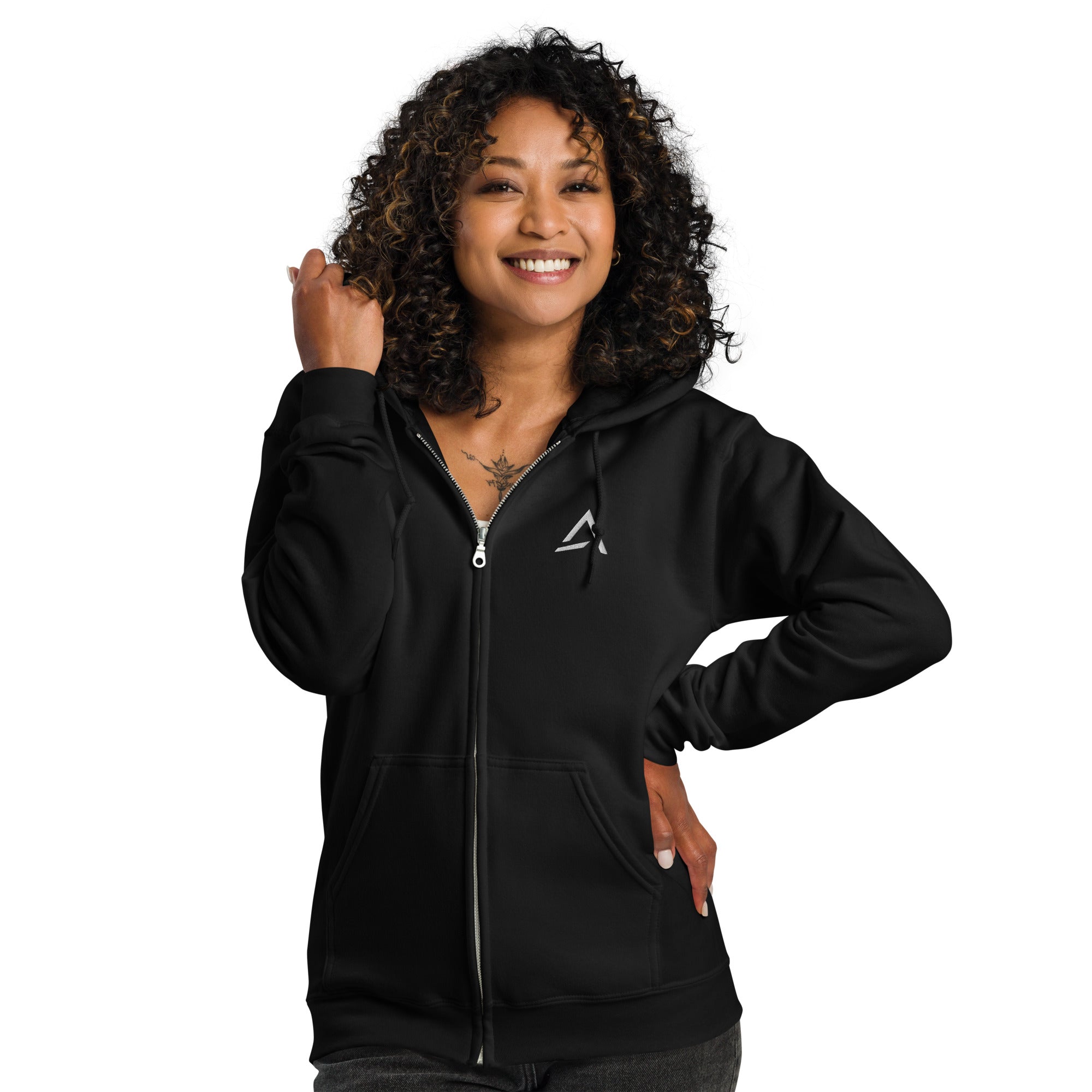 Self Made Club Standard Issue Zip Hoodie in black — front view