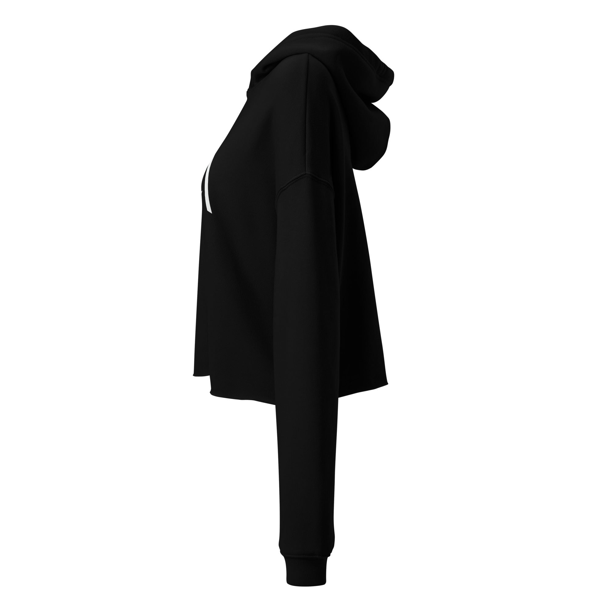 Self Made Club Crop Hoodie in black — left side view